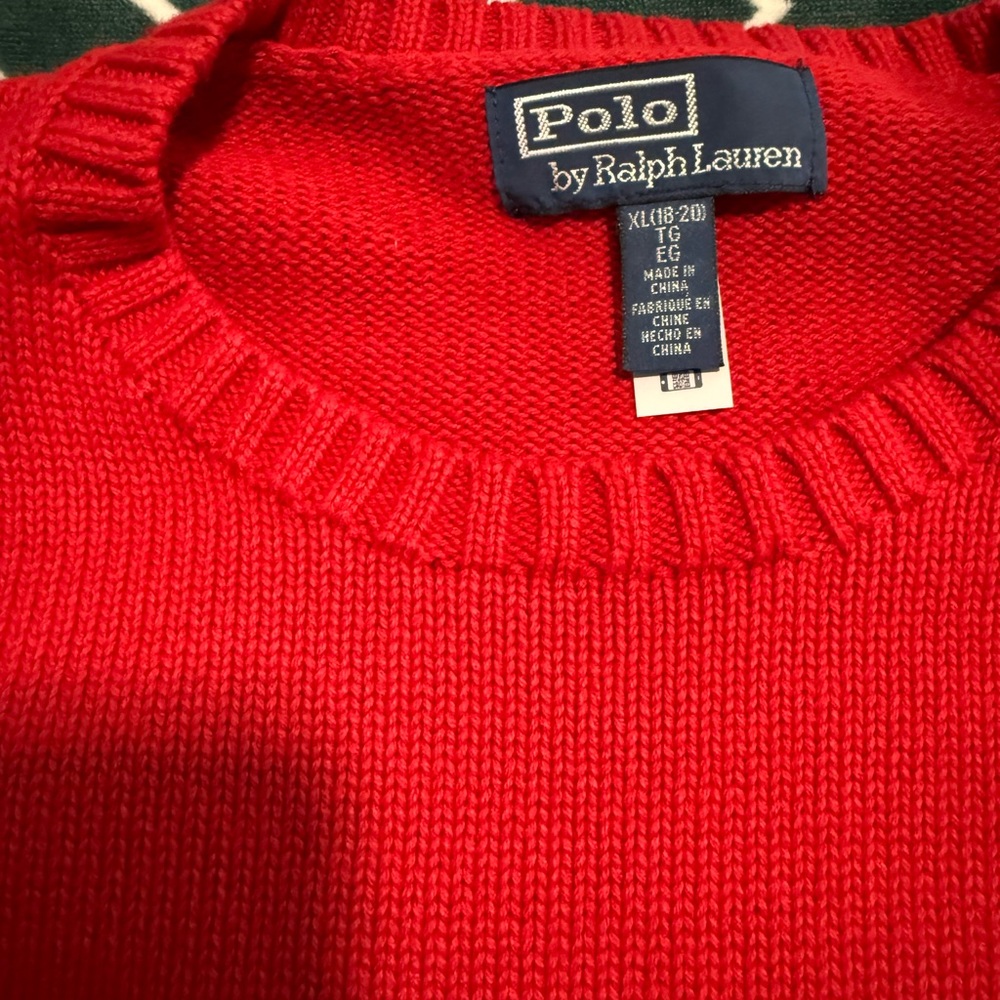 Ralph Lauren Red Crewneck Sweater with Bear & Horse Intarsia - Picture 3 of 4